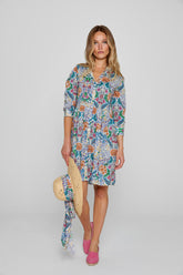DAPHNÉ – Liberty Dress 3/4 Sleeves Fitted Waist Flared Bottom – Women – Elm Housse 102B